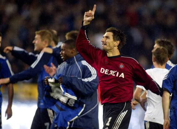 Torwart Tomislav Butina (FC Brügge) jubelt -  Fußball Herren Champions League Qualifikation, 2005 2006, Jupiler League, 1. Belgische Liga, Club Brügge KV, Vdig Einzelbild Brügge Freude,
