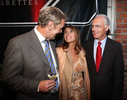 RBU Charity Golfturnier, v.re.: Initiator Franz Beckenbauer (Deutschland), Sängerin Ireen Sheer (Großbritannien) und Sat.1 Moderator Jörg Wontorra (Deutschland) Golf Herren RBU Charity Golfturnier von Franz Beckenbauers Stiftung 2005, Golf, Fußball, Wohltätigkeit, Benefiz Gruppe Musik, Musikerin, people St. Leon Rot