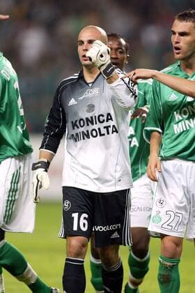 Torwart Jeremie Janot (Mitte), daneben Julien Sable (beide St. Etienne) Fußball Herren Ligue Une 2005 2006, 1. Französische Liga, AS St. Etienne Gruppe pan10621 Saint Etienne  