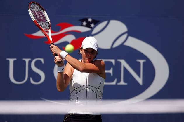 Lindsay Davenport (USA) - beidhändige Rückhand Tennis Damen US Open 2005, Grand Slam, WTA Tour, Einzelbild Flushing Meadows, Meadows New York