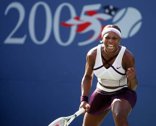 Serena Williams (USA) jubelt Tennis Damen US Open 2005, Grand Slam, WTA Tour, Einzelbild Flushing Meadow, Meadows New York, Aufmacher Freude,