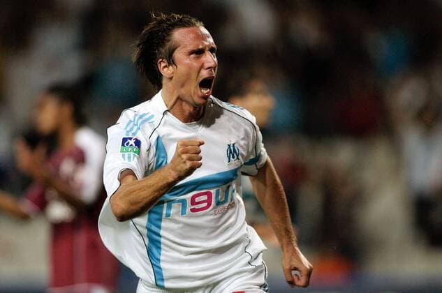 Frederic Dehu (Marseille) jubelt Fußball Herren Ligue Une 2005 2006, 1. Französische Liga, Olympique Marseille, OM Einzelbild pan10907 Marseille Freude, Begeisterung,  