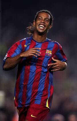 Ronaldinho (FC Barcelona) - Torjubel -  Fußball EC 1 Herren Champions League 2005 2006, FC Barcelona, Barca Einzelbild Barcelona Freude, Begeisterung,
