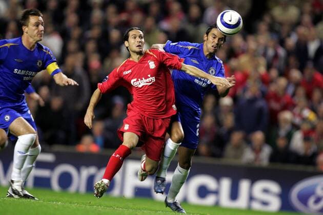 Paulo Ferreira (Chelsea, re.) gegen Luis Garcia (Liverpool) Fußball EC 1 Herren Champions League 2005 2006, FC Liverpool - Chelsea FC London 0:0 Gruppe pan10957 Liverpool Dynamik,  