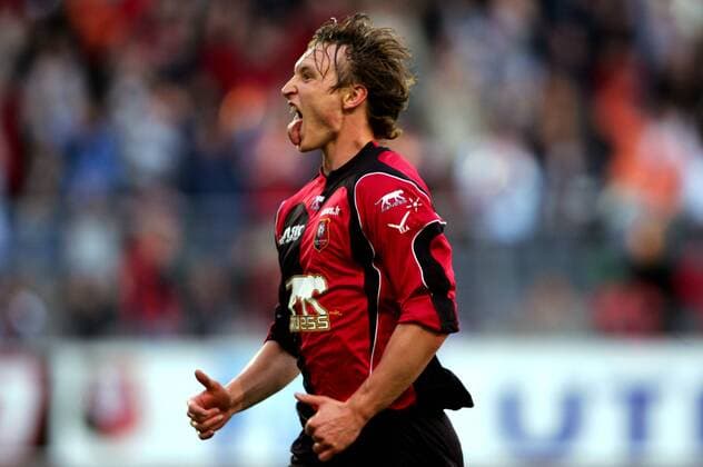 Kim Källström (Rennes) - Torjubel Fußball Herren Ligue Une 2005 2006, 1. Französische Liga, Stade Rennais Einzelbild pan10967 Rennes Freude, Begeisterung,  