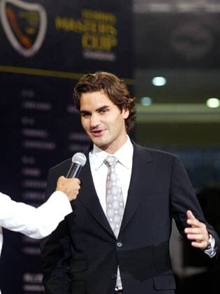 Roger Federer (Schweiz) im Interview -  Tennis WM Herren Vorschau Masters Cup 2005, ATP Weltmeisterschaft, Vdig Einzelbild Shanghai