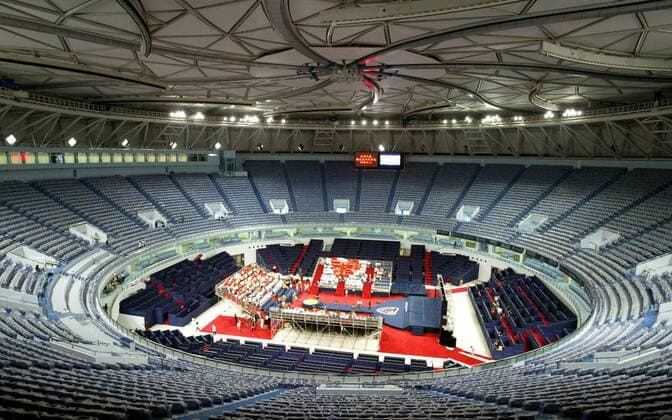 Das Qi Zhong Tennisstadion in Shanghai, Austragungsort des Masters Cup 2005, wird mit einer kleinen Zeremonie eröffnet -  Tennis WM Herren Vorschau Masters Cup 2005, ATP Weltmeisterschaft, Stadioneröffnung, Eröffnung, Vdig Totale Qi Zhong Stadium Shanghai