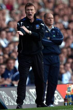Trainer David Moyes (Everton) reklamiert wütend -  Fußball Herren English Premier League 2005 2006, 1. Englische Liga, FC Everton Gruppe London Wut,