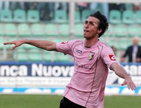 Andrea Caracciolo (Palermo) - Torjubel -  Fußball Herren Serie A 2005 2006, 1. Italienische Liga, US Palermo Einzelbild Palermo Freude,