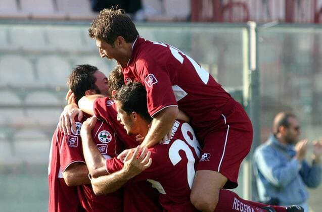 Torjubel Reggina -  Fußball Herren Serie A 2005 2006, 1. Italienische Liga, Reggina Calcio Gruppe Reggio Calabria Freude, Begeisterung,