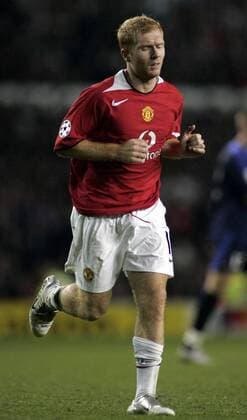 Paul Scholes (Manchester United) - EDITORIAL USE ONLY. No use with unauthorised audio, video, data, fixture lists, club league logos or live services. Online in-match use limited to 120 images, no video emulation. No use in betting, games or single club league player publications. Fußball EC 1 Herren Champions League 2005 2006, ManU, Manchester United Einzelbild Manchester Dynamik,