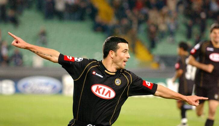 Antonio di Natale (Udine) - Torjubel -  Fußball EC 1 Herren Champions League 2005 2006, Udinese Calcio Einzelbild Udine Freude,
