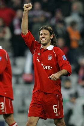 Martin Demichelis (Bayern) jubelt Fußball EC 1 Herren Champions League 2005 2006, FC Bayern München Einzelbild München Freude,