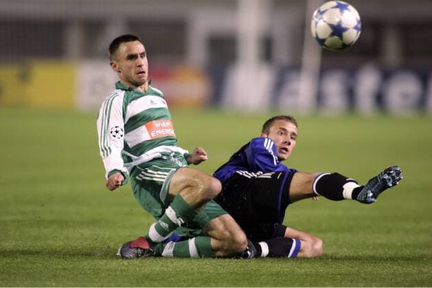Jonathan Blondel (FC Brügge, re.) gegen Steffen Hofmann (Rapid Wien) -  Fußball EC 1 Herren Champions League 2005 2006, Club Brügge KV - SK Rapid Wien 1:0 Gruppe Wien Dynamik,