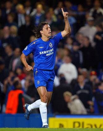 Hernan Crespo (Chelsea) - Torjubel -  Fußball EC 1 Herren Champions League 2005 2006, Chelsea FC London Einzelbild London Freude,