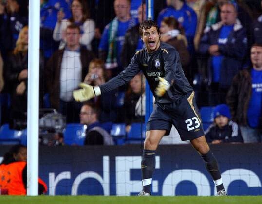 Torwart Carlo Cudicini (Chelsea) gibt lautstark Anweisungen -  Fußball EC 1 Herren Champions League 2005 2006, Chelsea FC London Einzelbild London Wut,
