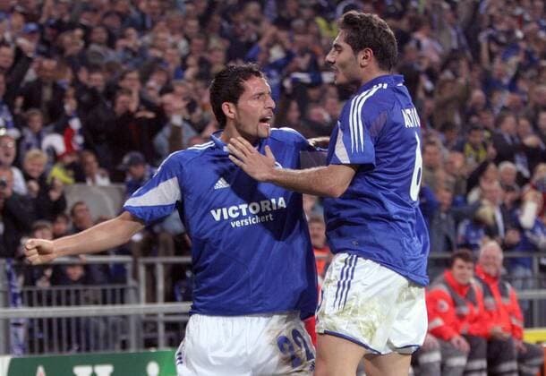 Hamit Altintop (re.) und Kevin Kuranyi (beide Schalke) - Torjubel Fußball EC 1 Herren Champions League 2005 2006, FC Schalke 04 Gruppe Gelsenkirchen Freude,