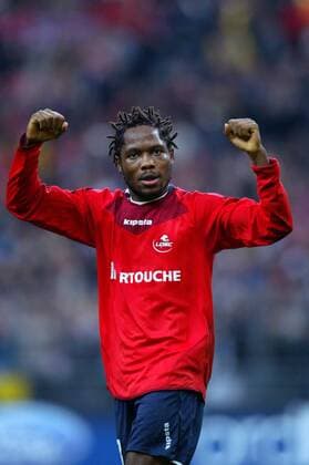 Jean Makoun (Lille) jubelt Fußball EC 1 Herren Champions League 2005 2006, OSC Lille, Ligue Une, 1. Französische Liga, Einzelbild pan11338 Paris Freude,  