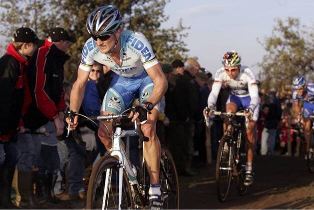 Bart Wellens (Belgien Fidea) -  Radsport Herren Bollekescross Hamme - Zogge 2005, CycloCross, Cyclo cross, Crossrennen, Rad, Querfeldeinfahren Einzelbild Anstrengung,