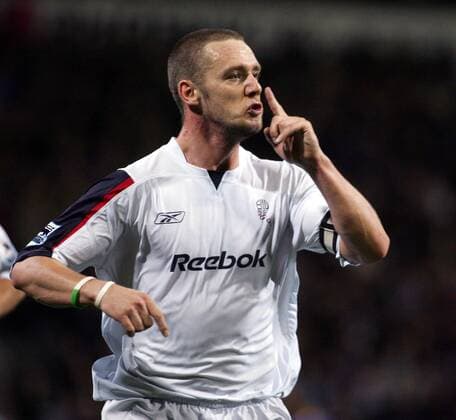 Kevin Nolan (Bolton) - Torjubel -  Fußball Herren English Premier League 2005 2006, 1. Englische Liga, Bolton Wanderers Einzelbild Bolton Freude,