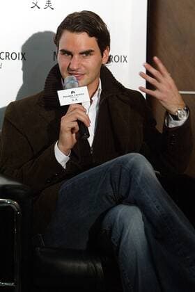 Roger Federer (Schweiz) bei einem Sponsorentermin für Maurice Lacroix -  Tennis WM Herren Masters Cup Shanghai 2005, ATP Weltmeisterschaft, Pressekonferenz, PK, Pressetermin Einzelbild IMC20051108212 Shanghai