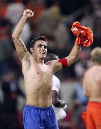 Fabio Cannavaro (Italien) - Schlußjubel -  Fußball Länderspiel Herren Länderspiel 2005, Freundschaftsspiel, Test, Testspiel, Nationalmannschaft, Nationalteam Einzelbild Amsterdam Freude,
