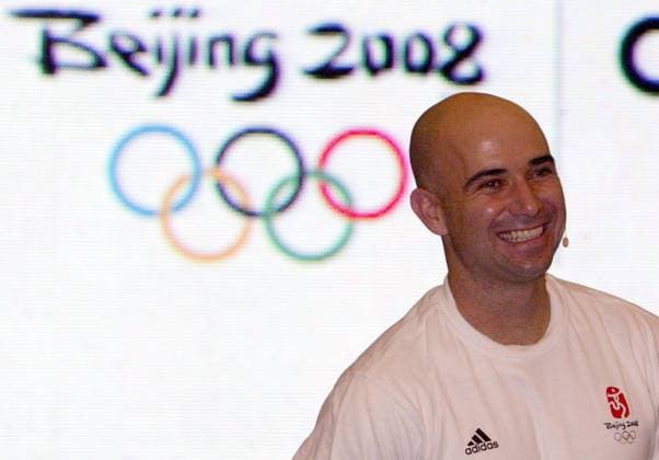 Andre Agassi (USA) anläßlich eines Sponsorentermins zur Olympiavorschau in Peking 2008 -  Tennis Herren Masters Cup Shanghai 2005, ATP Weltmeisterschaft, Sponsorentermin, Promotiontermin Einzelbild IMCdfzb20051112015 Shanghai