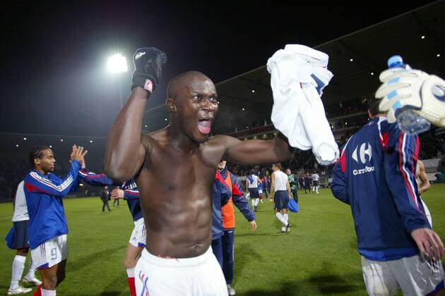 Lassana Diarra (Frankreich U21) - Schlussjubel Fußball Länderspiel Herren U 21 Europameisterschaftsqualifikation 2005, Qualifikation, Länderspiel, Einzelbild pan11457 Nancy Begeisterung, Freude,  