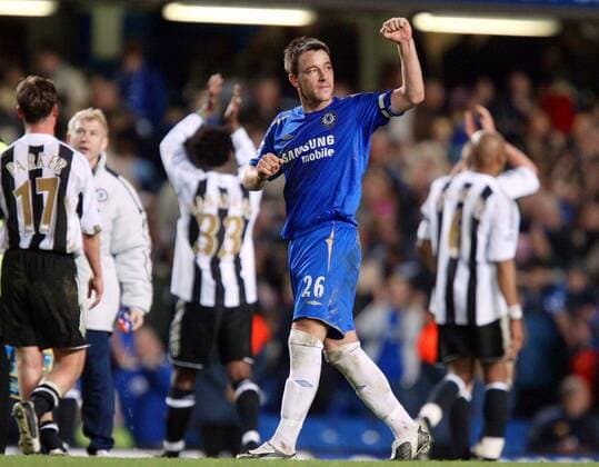 John Terry (Chelsea) - Schlußjubel nach dem 3:0 gegen Newcastle -  Fußball Herren English Premier League 2005 2006, 1. Englische Liga, Chelsea FC London - Newcastle United 3:0 Gruppe London Freude,