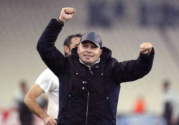 Trainer Serse Cosmi (Udine) - Schlussjubel -  Fußball EC 1 Herren Champions League 2005 2006, Udinese Calcio Einzelbild Athen Freude, Begeisterung,