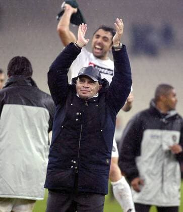 Trainer Serse Cosmi (Udine) - Schlussjubel -  Fußball EC 1 Herren Champions League 2005 2006, Udinese Calcio Einzelbild Athen Freude, Begeisterung,