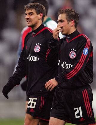 Sebastian Deisler (li.) und Philipp Lahm (beide Bayern) Fußball EC 1 Herren Champions League 2005 2006, FC Bayern München Gruppe München