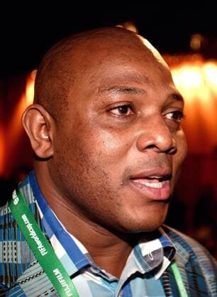 Nationaltrainer Stephen Keshi (Togo) Fußball WM Herren Gruppenauslosung 2005, Weltmeisterschaft 2006, Endrundenauslosung, Auslosung, Gruppen, Ziehung Porträt Leipzig