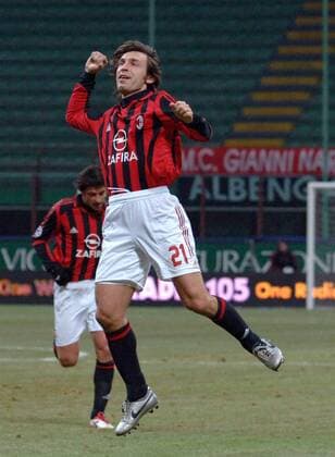 Andrea Pirlo (Milan) - Torjubel Fußball Herren Serie A 2005 2006, 1. Italienische Liga, AC Mailand Einzelbild Mailand Begeisterung, Freude,