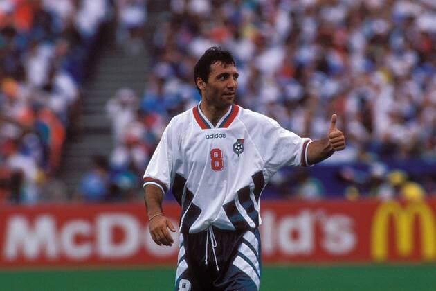 Hristo Stoichkov (Bulgarien) ist zufrieden Fußball WM Herren Weltmeisterschaft 1994, Nationalmannschaft, Nationalteam, Nationaltrikot, Länderspiel, Gruppe D Einzelbild Chicago