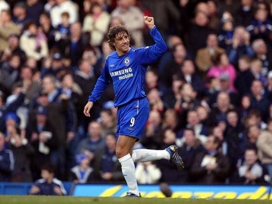 Hernan Crespo (Chelsea) jubelt -  Fußball Herren English Premier League 2005 2006, 1. Englische Liga, Chelsea FC London Einzelbild London Freude,