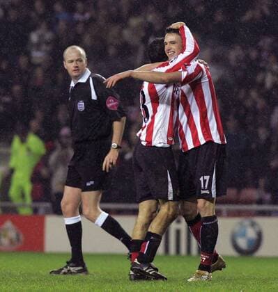 Anthony Le Tallec (re.) und Julio Arca (beide Sunderland) - Torjubel -  Fußball Herren English FA Cup 2005 2006, Englischer Pokal, Pokalspiel, Sunderland FC, AFC, Vdig Gruppe Sunderland Freude,