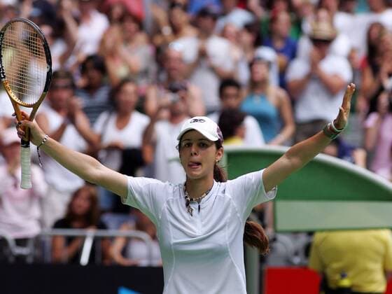 Tszvetana Pironkova (Bulgarien) jubelt Tennis Damen Australian Open 2006, WTA Tour, Grand Slam Einzelbild Melbourne Freude,