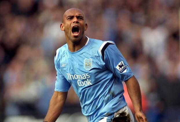 Trevor Sinclair (Manchester City) - Torjubel -  Fußball Herren English Premier League 2005 2006, 1. Englische Liga, Manchester City Einzelbild Manchester Begeisterung, Freude,