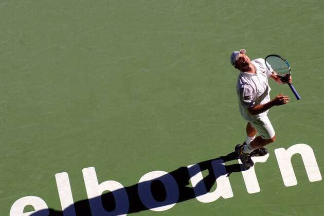 Andy Roddick (USA) verzweifelt Tennis Herren Australian Open 2006, Grand Slam, ATP Tour, Hartplatz, Hardcourt, Hartplatztennis, Hartplatzturnier Einzelbild Melbourne Enttäuschung, Verzweiflung,