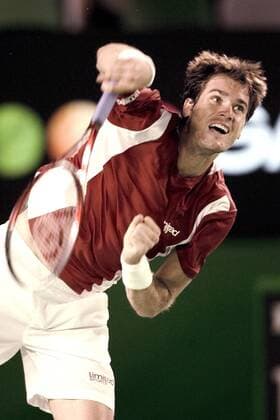 Thomas Haas (Deutschland) - Aufschlag Tennis Herren Australian Open 2006, ATP Tour, Grand Slam Einzelbild Melbourne Dynamik,