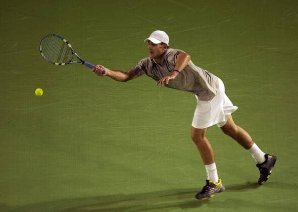 Andy Roddick (USA) - Vorhand Tennis Herren Australian Open 2006, Grand Slam, ATP Tour, Hartplatz, Hardcourt, Hartplatztennis, Hartplatzturnier Einzelbild Melbourne Dynamik,