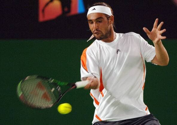 Marcos Baghdatis (Zypern) - Vorhand Tennis Herren Australian Open 2006, Grand Slam, ATP Tour Einzelbild Melbourne