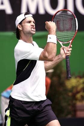 Nicolas Kiefer (Deutschland) jubelt Tennis Herren Australian Open 2006, Grand Slam, ATP Tour Einzelbild Melbourne Freude, Begeisterung,