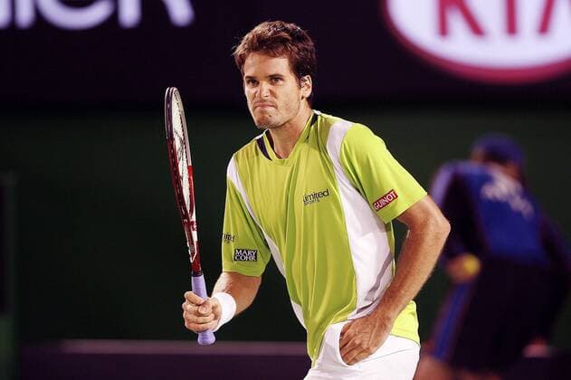 Thomas Haas (Deutschland) angriffslustig Tennis Herren Australian Open 2006, ATP Tour, Grand Slam Einzelbild Melbourne