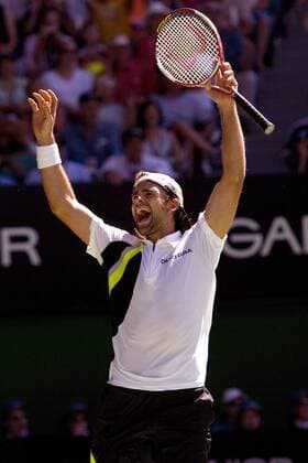 Nicolas Kiefer (Deutschland) jubelt Tennis Herren Australian Open 2006, Grand Slam, ATP Tour Einzelbild Melbourne Begeisterung, Freude,