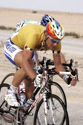Tom Boonen (Belgien Quick Step Intergetic) im goldenen Trikot -  Radsport Herren Tour of Qatar 2006, Straßenradsport, Straße, Rad, Vdig Einzelbild 2. Etappe: Camelodrome - Al Khor Corniche Doha