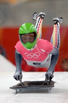 Diana Sartor (Deutschland) - Start Skeleton OS Winter Damen Olympische Spiele Turin 2006, Winterspiele, Training Einzelbild Cesana Pariol