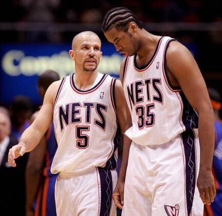 Jason Kidd (li.) und Jason Collins (beide New Jersey Nets) im Gespräch - (Icon7899743) Basketball Herren NBA 2005 2006, New Jersey Nets, Vdig Gruppe East Rutherford EDITORIAL USE ONLY