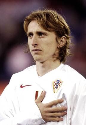 Luka Modric (Kroatien) - Nationalhymne Fußball Länderspiel Herren Länderspiel 2006, Freundschaftsspiel, Test, Testspiel, Nationalmannschaft, Nationalteam Porträt Basel